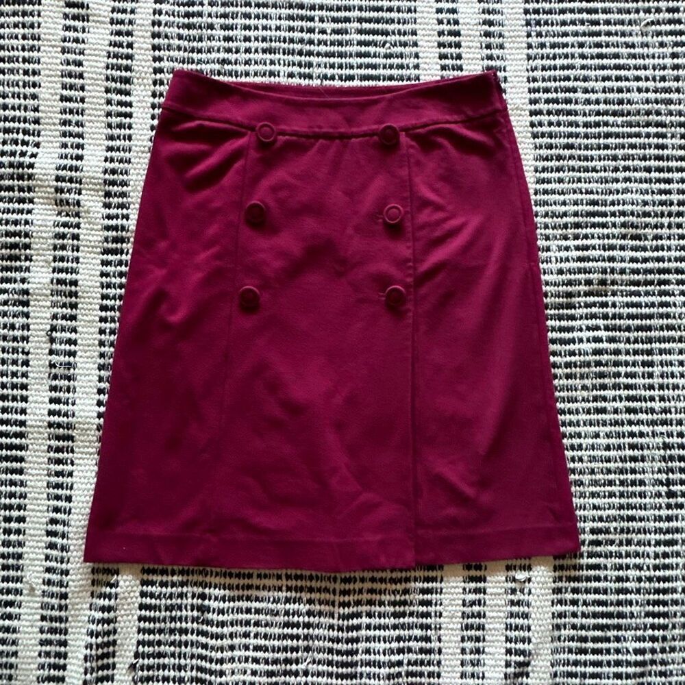 Talbots Size 8 Burgundy pencil Skirt Button front